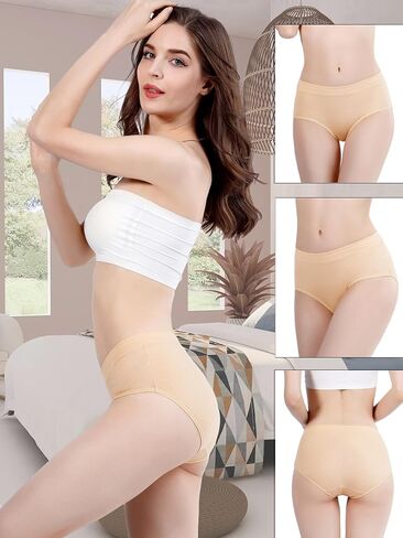 Womens Underwear Cotton Mid-Rise Stretch Cheeky Hipster Panties Full Coverage Ladies Briefs 4 Pack in Saudi Arabia