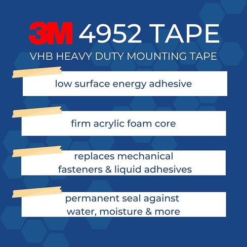 3M VHB Heavy Duty Mounting Tape 4952, 0.75" width x 4" length (1 Pack/50 Pieces) in Saudi Arabia