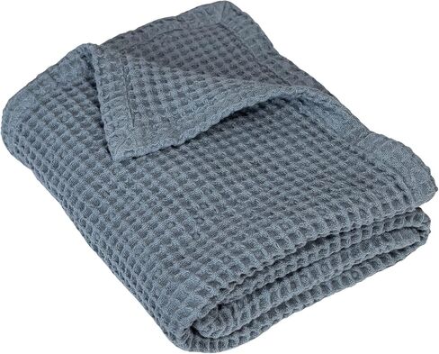Organic Cotton Blue Baby Blanket - 100% Cotton Waffle Weave Toddler Blanket - Baby Nursery Blanket for Cribs, Strollers and Picnic - Extremely Soft and Luxurious Cotton Blanket - 36"x42" (Blue) in Saudi Arabia