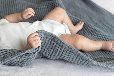 Organic Cotton Blue Baby Blanket - 100% Cotton Waffle Weave Toddler Blanket - Baby Nursery Blanket for Cribs, Strollers and Picnic - Extremely Soft and Luxurious Cotton Blanket - 36"x42" (Blue) in Saudi Arabia