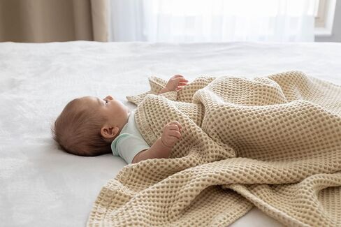 Organic Cotton Blue Baby Blanket - 100% Cotton Waffle Weave Toddler Blanket - Baby Nursery Blanket for Cribs, Strollers and Picnic - Extremely Soft and Luxurious Cotton Blanket - 36"x42" (Blue) in Saudi Arabia