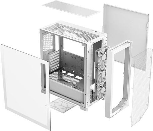 PCCOOLER CPS C3D510 High Airflow ATX PC Case Mid Tower Desktop Gaming Gaming Superior for M-ATX/ITX/E-ATX مع 3 مراوح حافظة ARGB، مشعاع 360 مم 280 مم 240 مم ودعم وحدة معالجة الرسومات 390 مم، مبرد هواء 170 مم WH in Kuwait