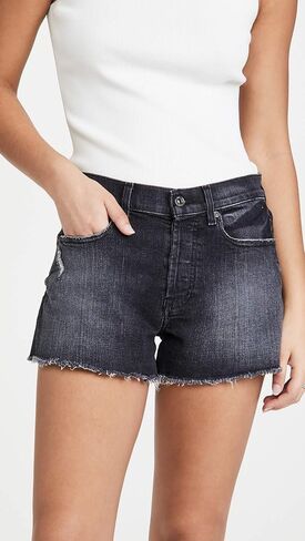 7 For All Mankind شورت مونرو باللون الأسود الكسوف in Saudi Arabia