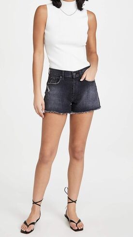 7 For All Mankind شورت مونرو باللون الأسود الكسوف in Saudi Arabia