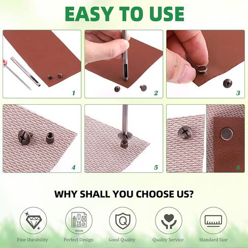 Keadic 302 قطعة 5 ألوان معدنية شيكاغو مسامير ربط المسامير مجموعة متنوعة مع أداة الإعداد، 8 * 6 مم رأس مسطح مستدير مشقوق مسامير أعمدة أزرار مسامير مسامير ترصيع لألبومات جلدية سجل القصاصات in Saudi Arabia