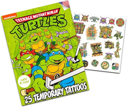 مجموعة Nickelodeon Teenage Mutant Ninja Turtles Dominoes ~ لعبة TMNT Dominos Board Game Plus TMNT Tattoos | مجموعة ألعاب سلاحف النينجا للأطفال in Saudi Arabia