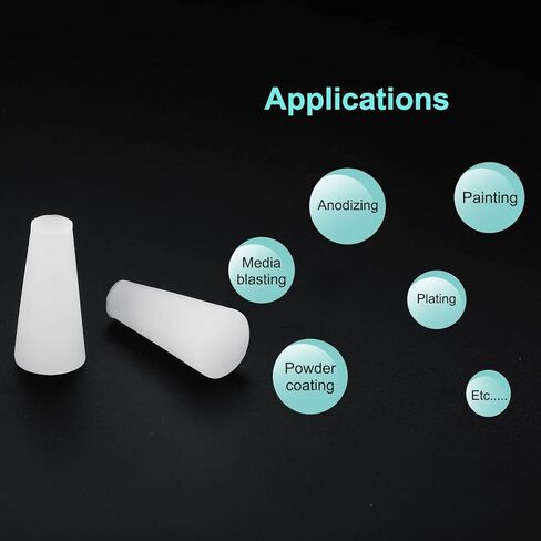 MECCANIXITY Silicone Rubber Tapered Plug 4mm to 8mm Solid White for Powder Coating, Painting, Anodizing, Plating, Sandblasting, Laboratory Use 40 Pieces in Saudi Arabia