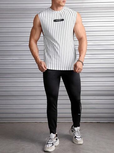 Verdusa Men's Striped and Letter Graphic Tank Top in Saudi Arabia