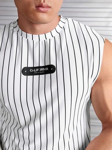 Verdusa Men's Striped and Letter Graphic Tank Top in Saudi Arabia