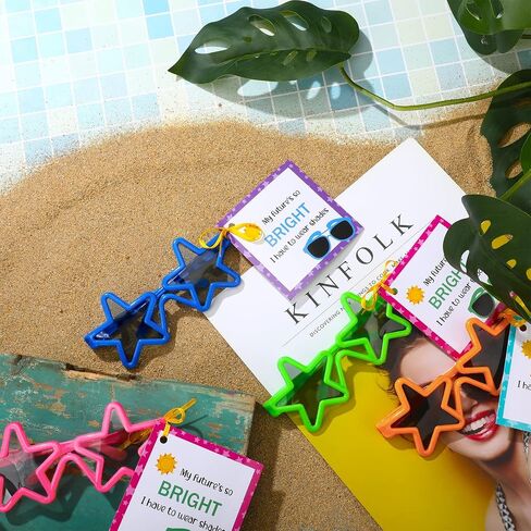 Kids Neon Sunglasses for Kids End of the Year Present for Students Sunglasses Set with Blessing Card for Kindergarten Graduation Party Supplies Beach Pool Party Goody Bag Favors (Novel, 96 Pcs) in Saudi Arabia