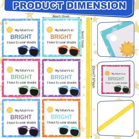 Kids Neon Sunglasses for Kids End of the Year Present for Students Sunglasses Set with Blessing Card for Kindergarten Graduation Party Supplies Beach Pool Party Goody Bag Favors (Novel, 96 Pcs) in Saudi Arabia