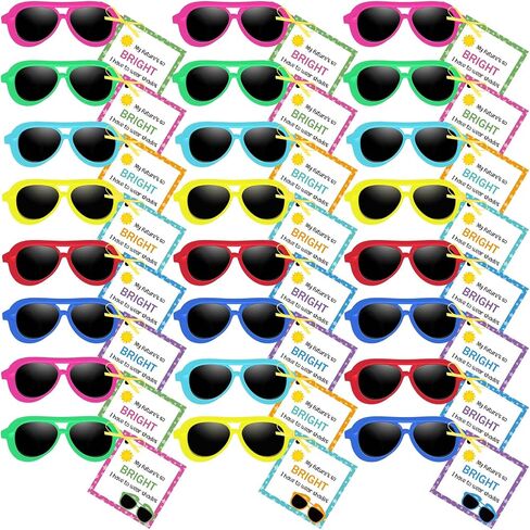 Kids Neon Sunglasses for Kids End of the Year Present for Students Sunglasses Set with Blessing Card for Kindergarten Graduation Party Supplies Beach Pool Party Goody Bag Favors (Novel, 96 Pcs) in Saudi Arabia