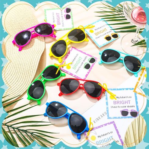 Kids Neon Sunglasses for Kids End of the Year Present for Students Sunglasses Set with Blessing Card for Kindergarten Graduation Party Supplies Beach Pool Party Goody Bag Favors (Novel, 96 Pcs) in Saudi Arabia