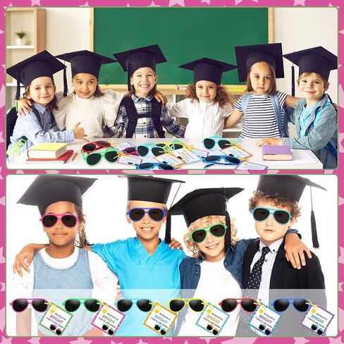 Kids Neon Sunglasses for Kids End of the Year Present for Students Sunglasses Set with Blessing Card for Kindergarten Graduation Party Supplies Beach Pool Party Goody Bag Favors (Novel, 96 Pcs) in Saudi Arabia