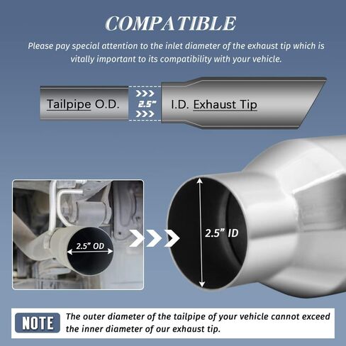 KEDAKEJI 2PCS 2.5"Inlet Blue Burnt Exhaust Tip 2.5"Inlet 3.5"Outlet 7.75"Long Weld On Exhaust Tailpipe with 304 Stainless Steel Single Slant Cut in Kuwait