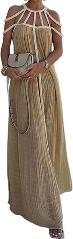 Women's Sexy Spaghetti Strap Backless Maxi Dress Bodycon Summer Party Cocktail Formal Halter Long Dress Party in Saudi Arabia