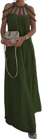 Women's Sexy Spaghetti Strap Backless Maxi Dress Bodycon Summer Party Cocktail Formal Halter Long Dress Party in Saudi Arabia