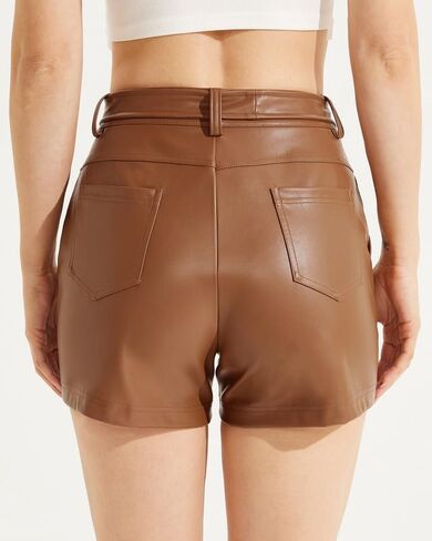 Leather Shorts for Women High Waisted Faux Leather Shorts with Tie in Saudi Arabia