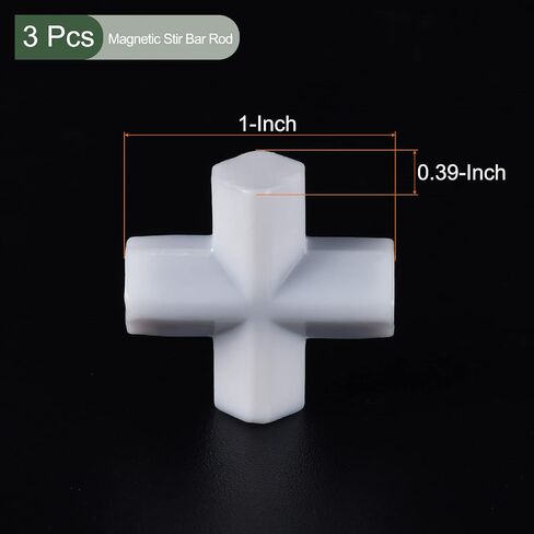 YOKIVE 3 Pcs Magnetic Stir Bar, PTFE Coated Cross Type Stirrer | Great for Lab Liquid Solution Stirring Mixing Spinning(White, 1-Inch) in Saudi Arabia