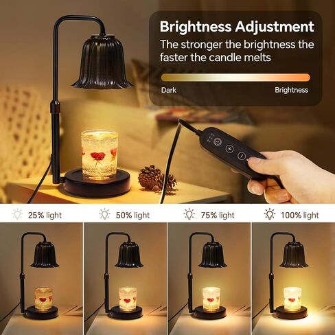 Candle Warmer Lamp with Timer: Electric Candle Lamp with Adjustable Height - Heat Candle Wax Melts Warmer with 2 Bulbs Dimmer for Home Bedroom Decor, Warm Gifts for Men Women in Saudi Arabia