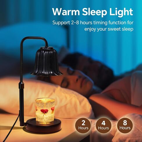 Candle Warmer Lamp with Timer: Electric Candle Lamp with Adjustable Height - Heat Candle Wax Melts Warmer with 2 Bulbs Dimmer for Home Bedroom Decor, Warm Gifts for Men Women in Saudi Arabia