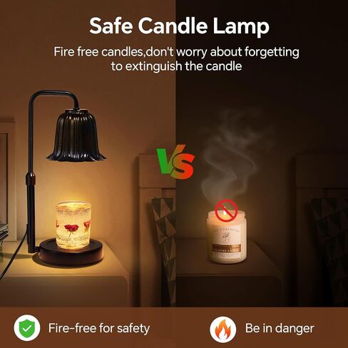 Candle Warmer Lamp with Timer: Electric Candle Lamp with Adjustable Height - Heat Candle Wax Melts Warmer with 2 Bulbs Dimmer for Home Bedroom Decor, Warm Gifts for Men Women in Saudi Arabia