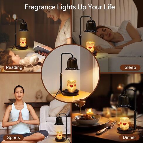 Candle Warmer Lamp with Timer: Electric Candle Lamp with Adjustable Height - Heat Candle Wax Melts Warmer with 2 Bulbs Dimmer for Home Bedroom Decor, Warm Gifts for Men Women in Saudi Arabia