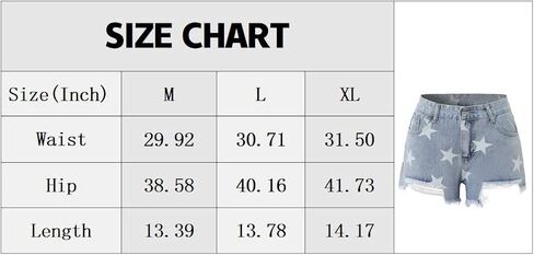 شورت نسائي قصير من قماش الدنيم ذو خصر مرتفع وطباعة نجوم، شورت صيفي كاجوال لطيف من قماش الدنيم الممزق in Kuwait