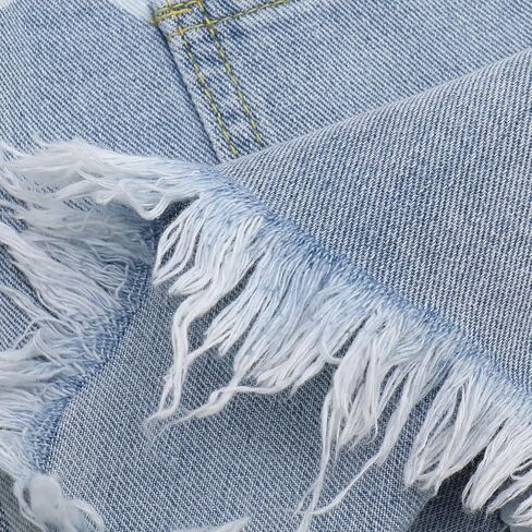 شورت نسائي قصير من قماش الدنيم ذو خصر مرتفع وطباعة نجوم، شورت صيفي كاجوال لطيف من قماش الدنيم الممزق in Kuwait