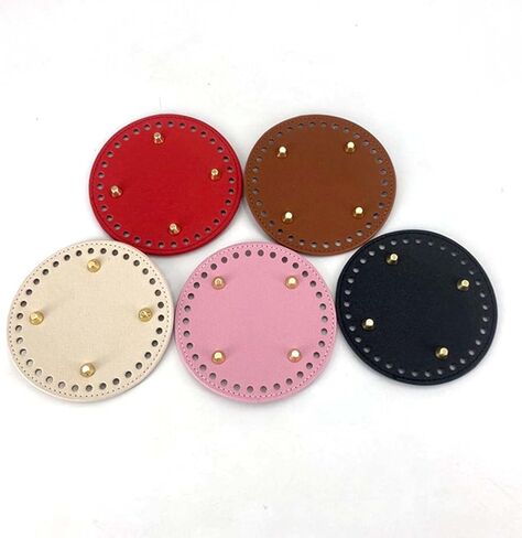 MEABEN 5 قطع من حقيبة جلدية PU من الأسفل للكروشيه، حقائب كروشيه طويلة للحياكة قاعدة لتشكيل الأظافر مع فتحات لحقيبة اليد DIY وحقائب الكتف ومستلزمات صنع المحفظة، متعدد الألوان 4.72 بوصة in Kuwait