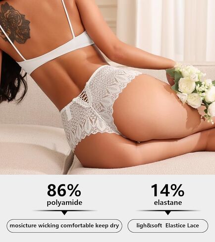 CULAYII Lace Underwear for Women Sexy Bikini Womens Underwear Breathable V-Cross Strap Panties for Women Pack in Kuwait