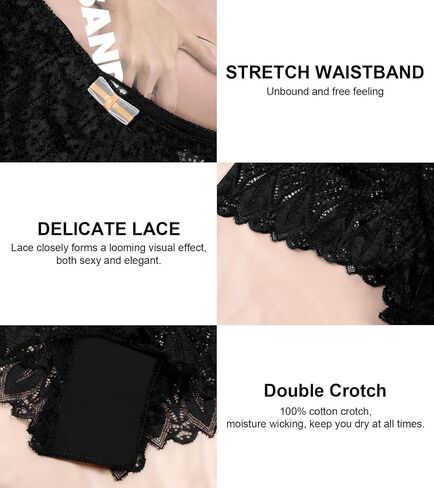 CULAYII Lace Underwear for Women Sexy Bikini Womens Underwear Breathable V-Cross Strap Panties for Women Pack in Kuwait