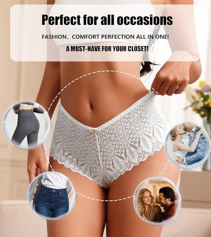 CULAYII Lace Underwear for Women Sexy Bikini Womens Underwear Breathable V-Cross Strap Panties for Women Pack in Kuwait