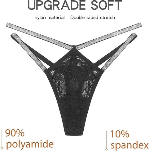 Meshal Sexy G-string Thongs for Women Glitter Straps Lace Texture Super-Soft Comfortable Fashionable Colors 4Pack in Saudi Arabia