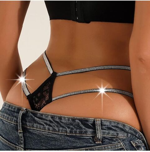 Meshal Sexy G-string Thongs for Women Glitter Straps Lace Texture Super-Soft Comfortable Fashionable Colors 4Pack in Saudi Arabia