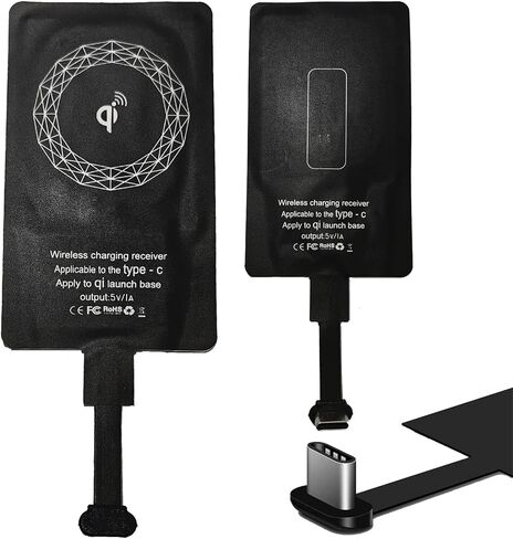 XYX Type C Qi Wireless Charger Receiver Charging Adapter Compatible with Samsung LG Motorola Google Honor All Android Device Type-C in Kuwait