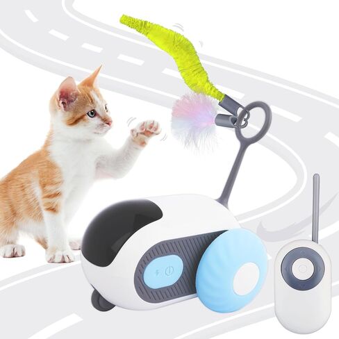 Remote Control Cat Toy for Indoor Interactive Turbo Tail 2.0 Cat Toy Automatic Moving Eemote Mouse Smart Electric Teazys Cat Toy Mobile Car Toy in Saudi Arabia