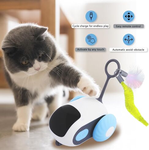 Remote Control Cat Toy for Indoor Interactive Turbo Tail 2.0 Cat Toy Automatic Moving Eemote Mouse Smart Electric Teazys Cat Toy Mobile Car Toy in Saudi Arabia