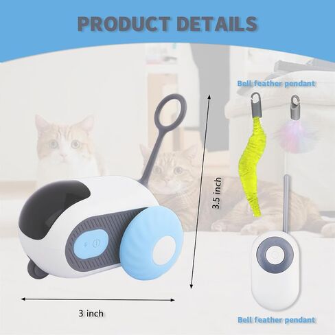 Remote Control Cat Toy for Indoor Interactive Turbo Tail 2.0 Cat Toy Automatic Moving Eemote Mouse Smart Electric Teazys Cat Toy Mobile Car Toy in Saudi Arabia