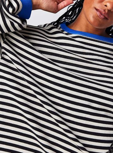 Ladyful Women's Striped Color Block Oversized Sweatshirt Crewneck Long Sleeve Pullover Tops in Saudi Arabia