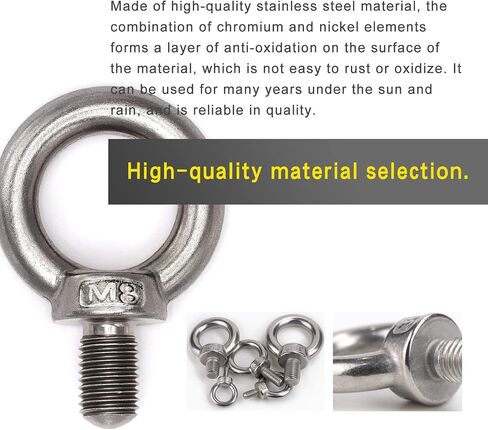10Pcs 304 Stainless Steel M6 Male Thread Machinery Shoulder Lifting Ring Eye Bolt in Saudi Arabia