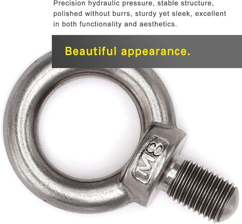 10Pcs 304 Stainless Steel M6 Male Thread Machinery Shoulder Lifting Ring Eye Bolt in Saudi Arabia