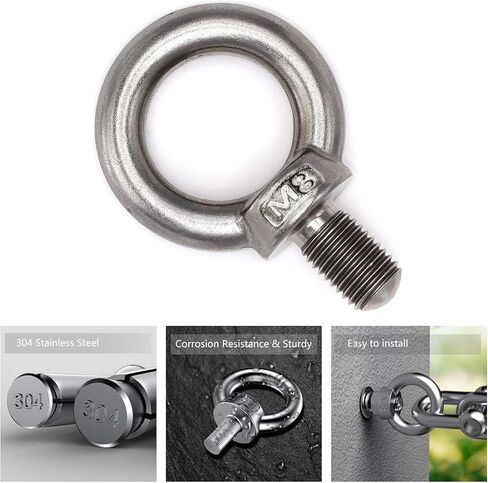 10Pcs 304 Stainless Steel M6 Male Thread Machinery Shoulder Lifting Ring Eye Bolt in Saudi Arabia
