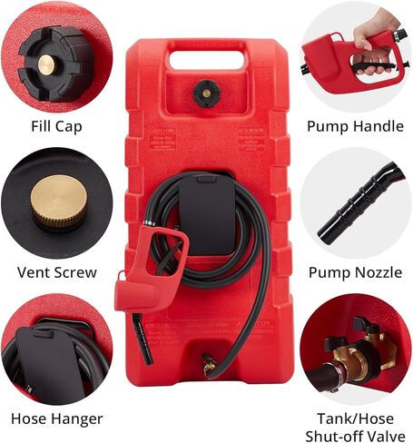 علبة وقود سعة 15 جالون، خزان غاز محمول مع مضخة سيفون لنقل السوائل وخرطوم طويل 10 أقدام، علبة بنزين خزان وقود الديزل مع فوهة نقل يدوية، 7.5 لتر/دقيقة، أحمر عيد الميلاد in Kuwait