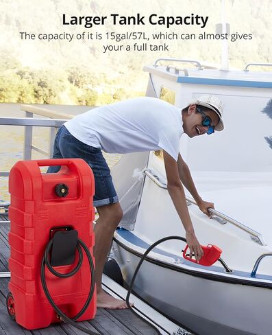 علبة وقود سعة 15 جالون، خزان غاز محمول مع مضخة سيفون لنقل السوائل وخرطوم طويل 10 أقدام، علبة بنزين خزان وقود الديزل مع فوهة نقل يدوية، 7.5 لتر/دقيقة، أحمر عيد الميلاد in Kuwait