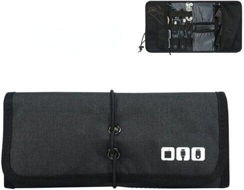 Travel Cable Organizer Bag Multifunctional Large Capacity Portable Foldable Digital Storage Bag for Power Bank,Hard Drives,Cables,Charger,Phone,Earphone (Black) in Saudi Arabia