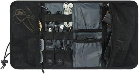 Travel Cable Organizer Bag Multifunctional Large Capacity Portable Foldable Digital Storage Bag for Power Bank,Hard Drives,Cables,Charger,Phone,Earphone (Black) in Saudi Arabia