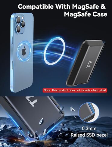 Magnetic Hard Drive Silicone Case for Samsung SSD T7 Compatible with Magsafe for iPhone 15 Pro Max ProRes Recording - Black in Kuwait