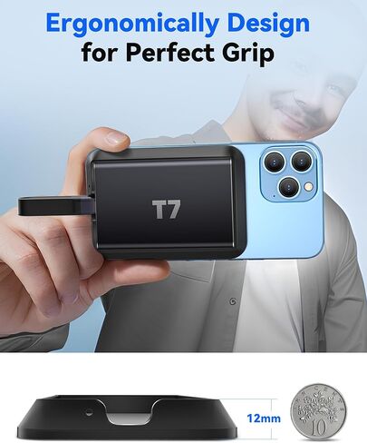 Magnetic Hard Drive Silicone Case for Samsung SSD T7 Compatible with Magsafe for iPhone 15 Pro Max ProRes Recording - Black in Kuwait