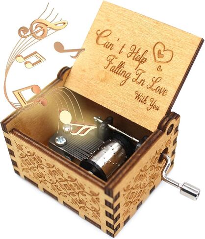 ukebobo Wooden Music Box - Can’t Help Falling in Love Music Box,for The Lover Or Boyfriend,Valentine’s Day Gifts, Birthday Gifts, 1 Set in Saudi Arabia